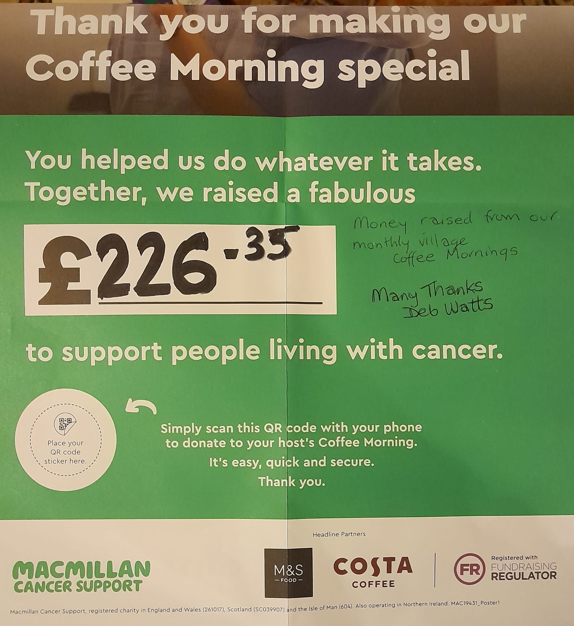 Over £200 Raised for Macmillan Cancer Support | Avon Dassett